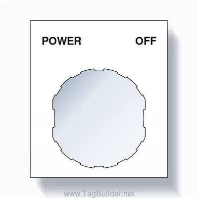 22mm Ring Tag – POWER OFF, Two-Line Square, Schneider Electric Compatible, Black on White