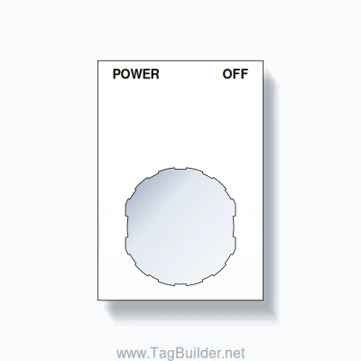 22mm Ring Tag – POWER OFF, Two-Line Squared, Schneider Electric Compatible, Black on White