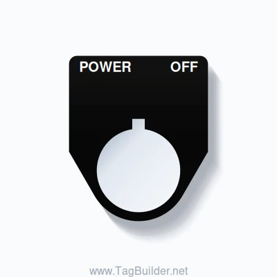 22mm Ring Tag – POWER OFF, Two-Line Traditional, Allen-Bradley Compatible, White on Black
