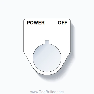 22mm Ring Tag – POWER OFF, Two-Line Traditional, Allen-Bradley Compatible, Black on White