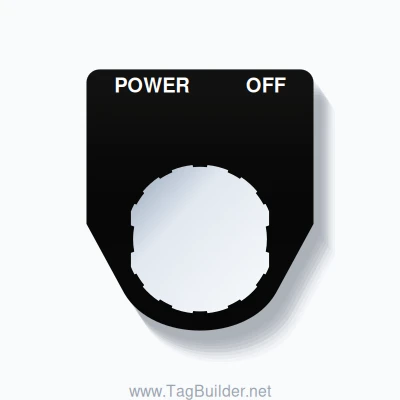 22mm Ring Tag – POWER OFF, Two-Line Traditional, Schneider Electric Compatible, White on Black