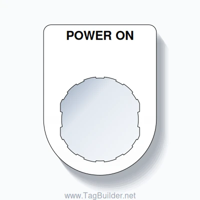 22mm Ring Tag – POWER ON, Single-Line Slim, Schneider Electric Compatible, Black on White