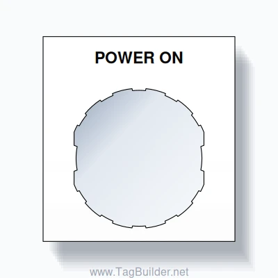22mm Ring Tag – POWER ON, Single-Line Square, Schneider Electric Compatible, Black on White