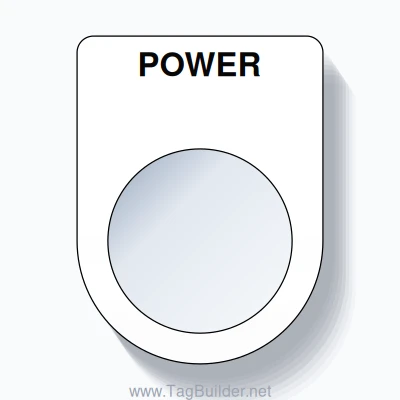 22mm Ring Tag – POWER, Single-Line Slim, Black on White