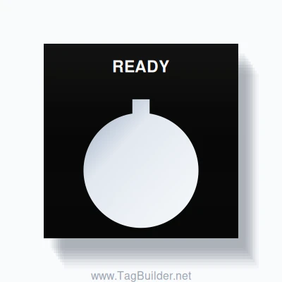 22mm Ring Tag – READY, Single-Line Square, Allen-Bradley Compatible, White on Black