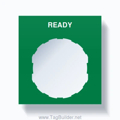 22mm Ring Tag – READY, Single-Line Square, Schneider Electric Compatible, White on Green