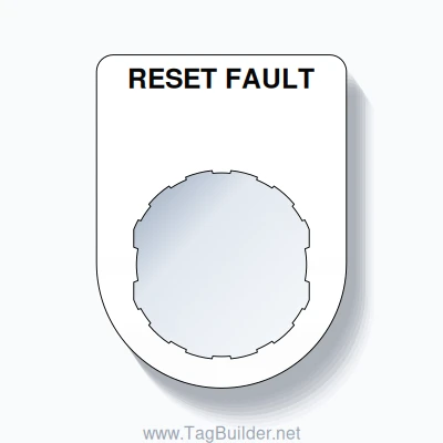 22mm Ring Tag – RESET FAULT, Single-Line Slim, Schneider Electric Compatible, Black on White