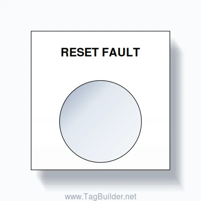 22mm Ring Tag – RESET FAULT, Single-Line Square, Black on White