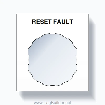 22mm Ring Tag – RESET FAULT, Single-Line Square, Schneider Electric Compatible, Black on White