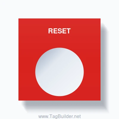 22mm Ring Tag – RESET, Single-Line Square, White on Red