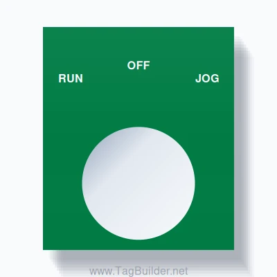 22mm Ring Tag – RUN OFF JOG, Three-Line Square, White on Green
