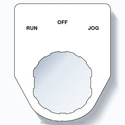 22mm Ring Tag – RUN OFF JOG, Three-Line Traditional, Schneider Electric Compatible, Black on White