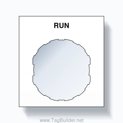 22mm Ring Tag – RUN, Single-Line Square, Schneider Electric Compatible, Black on White