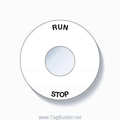 22mm Ring Tag – RUN STOP, Single-Line 60mm Round, Black on White
