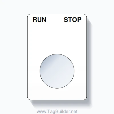 22mm Ring Tag – RUN STOP, Two-Line Rounded, Black on White