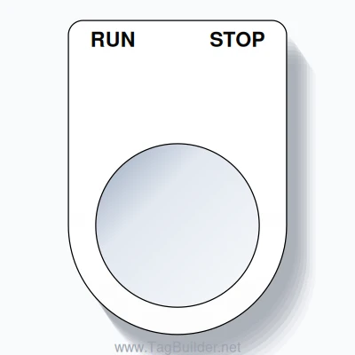 22mm Ring Tag – RUN STOP, Two-Line Slim, Black on White