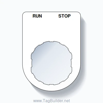 22mm Ring Tag – RUN STOP, Two-Line Slim, Schneider Electric Compatible, Black on White