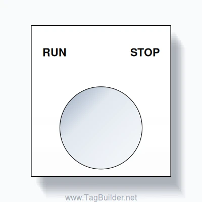 22mm Ring Tag – RUN STOP, Two-Line Square, Black on White