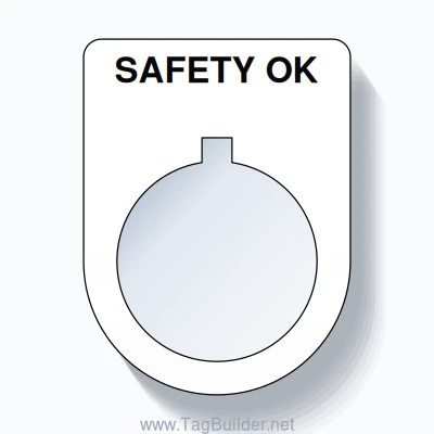 22mm Ring Tag – SAFETY OK, Single-Line Slim, Allen-Bradley Compatible, Black on White