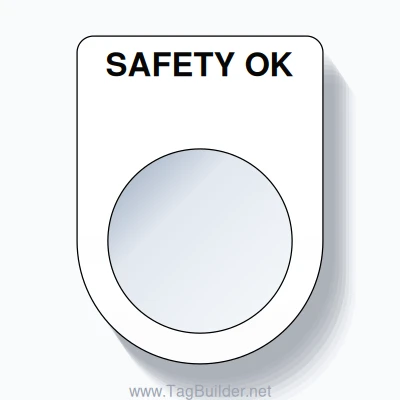 22mm Ring Tag – SAFETY OK, Single-Line Slim, Black on White