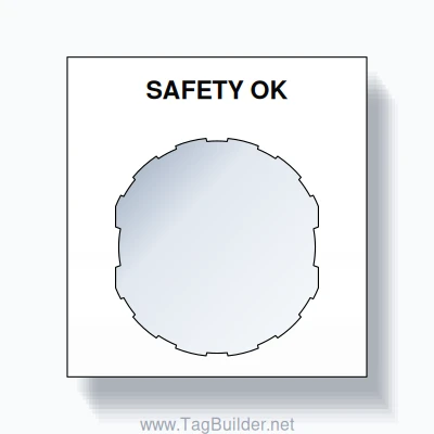 22mm Ring Tag – SAFETY OK, Single-Line Square, Schneider Electric Compatible, Black on White