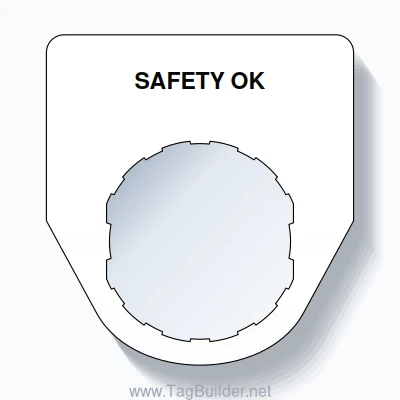 22mm Ring Tag – SAFETY OK, Single-Line Traditional, Schneider Electric Compatible, Black on White