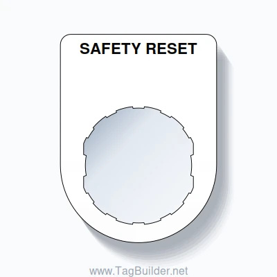 22mm Ring Tag – SAFETY RESET, Single-Line Slim, Schneider Electric Compatible, Black on White