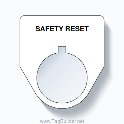 22mm Ring Tag – SAFETY RESET, Single-Line Traditional, Allen-Bradley Compatible, Black on White