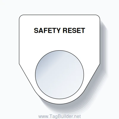 22mm Ring Tag – SAFETY RESET, Single-Line Traditional, Black on White