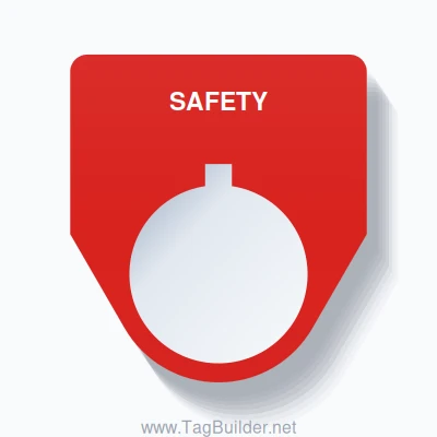 22mm Ring Tag – SAFETY, Single-Line Traditional, Allen-Bradley Compatible, White on Red