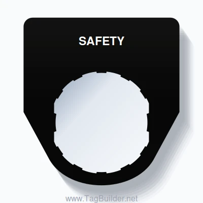 22mm Ring Tag – SAFETY, Single-Line Traditional, Schneider Electric Compatible, White on Black