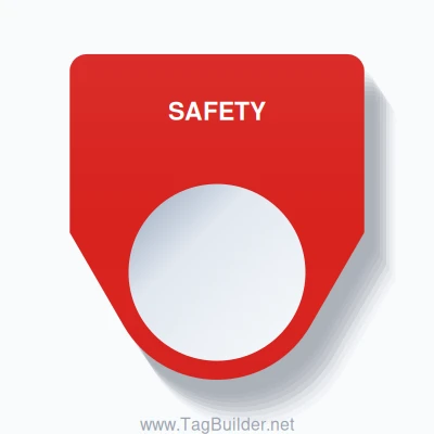 22mm Ring Tag – SAFETY, Single-Line Traditional, White on Red