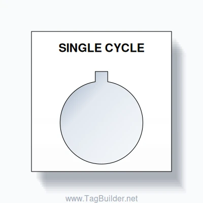 22mm Ring Tag – SINGLE CYCLE, Single-Line Square, Allen-Bradley Compatible, Black on White