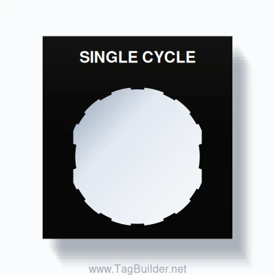 22mm Ring Tag – SINGLE CYCLE, Single-Line Square, Schneider Electric Compatible, White on Black