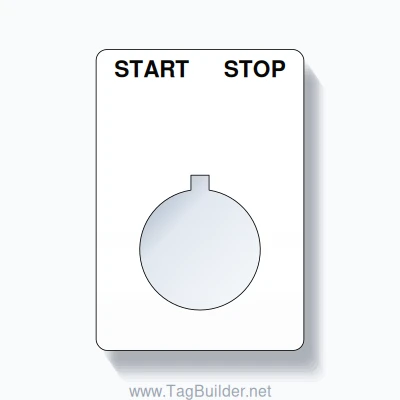 22mm Ring Tag – START STOP, Two-Line Rounded, Allen-Bradley Compatible, Black on White