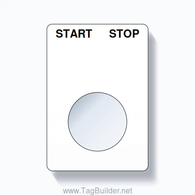 22mm Ring Tag – START STOP, Two-Line Rounded, Black on White