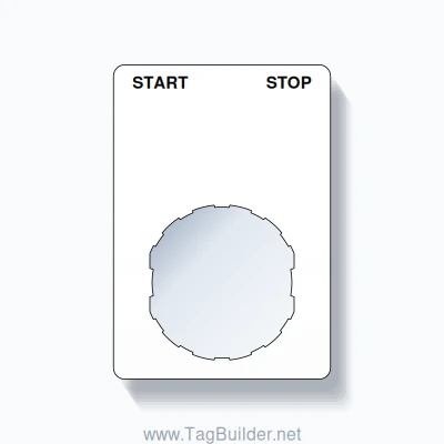 22mm Ring Tag – START STOP, Two-Line Rounded, Schneider Electric Compatible, Black on White