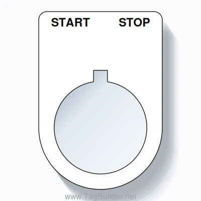 22mm Ring Tag – START STOP, Two-Line Slim, Allen-Bradley Compatible, Black on White