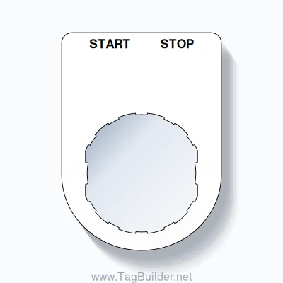 22mm Ring Tag – START STOP, Two-Line Slim, Schneider Electric Compatible, Black on White
