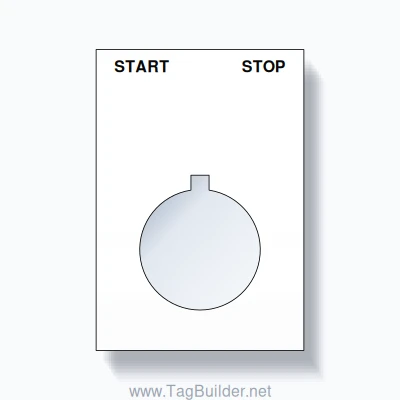 22mm Ring Tag – START STOP, Two-Line Squared, Allen-Bradley Compatible, Black on White