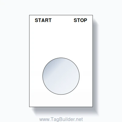 22mm Ring Tag – START STOP, Two-Line Squared, Black on White