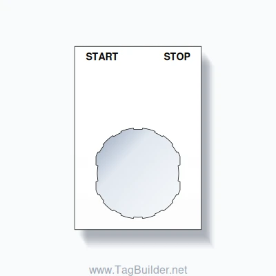 22mm Ring Tag – START STOP, Two-Line Squared, Schneider Electric Compatible, Black on White