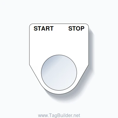22mm Ring Tag – START STOP, Two-Line Traditional, Black on White