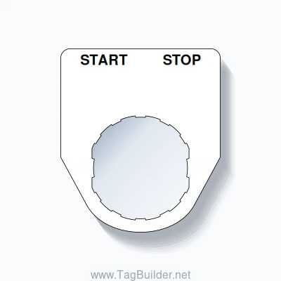 22mm Ring Tag – START STOP, Two-Line Traditional, Schneider Electric Compatible, Black on White