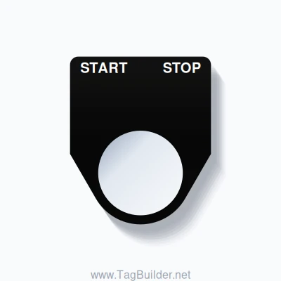 22mm Ring Tag – START STOP, Two-Line Traditional, White on Black