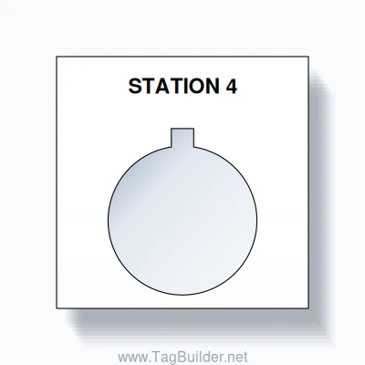 22mm Ring Tag – STATION 4, Single-Line Square, Allen-Bradley Compatible, Black on White