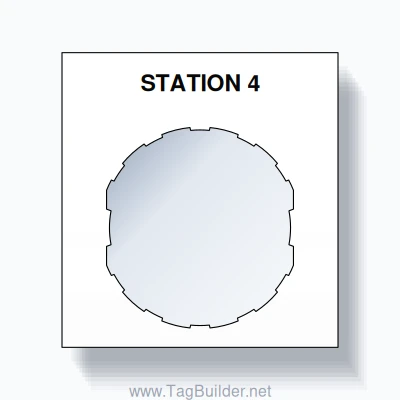 22mm Ring Tag – STATION 4, Single-Line Square, Schneider Electric Compatible, Black on White