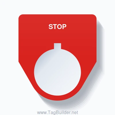 22mm Ring Tag – STOP, Single-Line Traditional, Allen-Bradley Compatible, White on Red