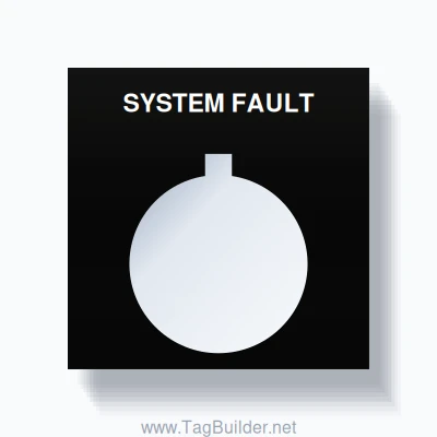22mm Ring Tag – SYSTEM FAULT, Single-Line Square, Allen-Bradley Compatible, White on Black