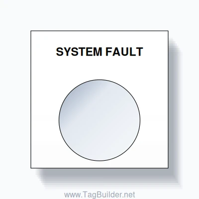 22mm Ring Tag – SYSTEM FAULT, Single-Line Square, Black on White